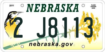 NE license plate 2J8113