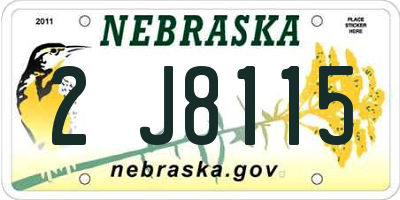 NE license plate 2J8115