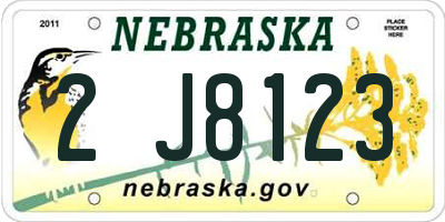 NE license plate 2J8123