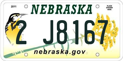 NE license plate 2J8167