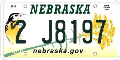 NE license plate 2J8197