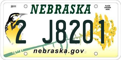 NE license plate 2J8201