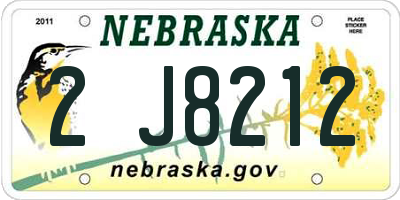 NE license plate 2J8212