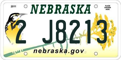 NE license plate 2J8213