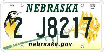 NE license plate 2J8217