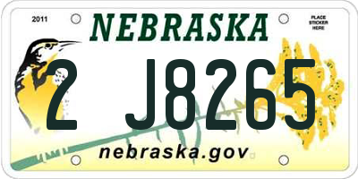 NE license plate 2J8265