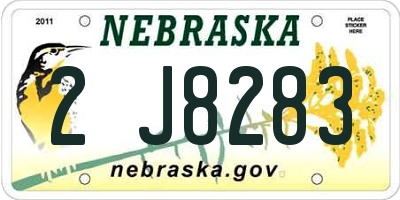 NE license plate 2J8283
