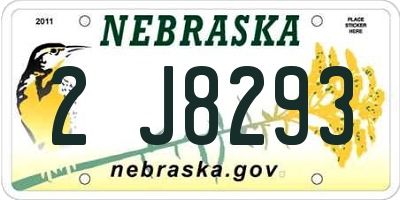 NE license plate 2J8293
