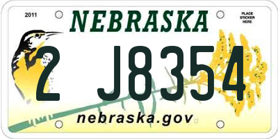 NE license plate 2J8354