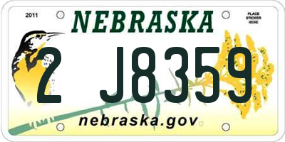 NE license plate 2J8359