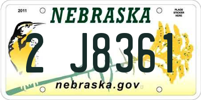 NE license plate 2J8361