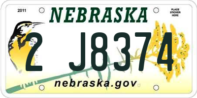 NE license plate 2J8374