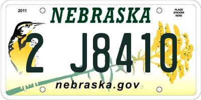 NE license plate 2J8410