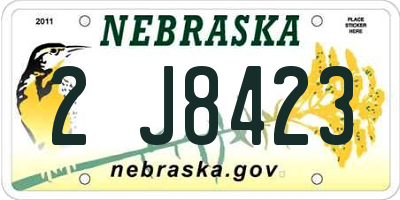 NE license plate 2J8423