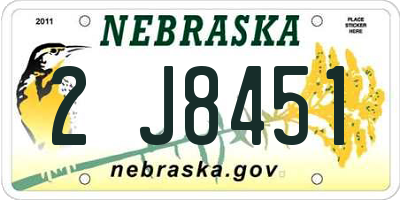 NE license plate 2J8451