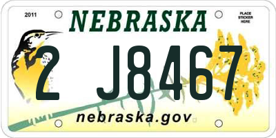 NE license plate 2J8467