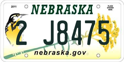 NE license plate 2J8475