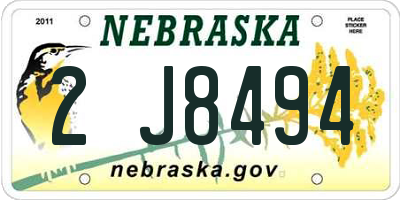 NE license plate 2J8494