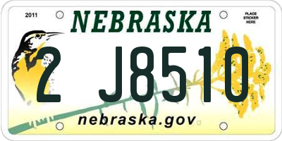 NE license plate 2J8510