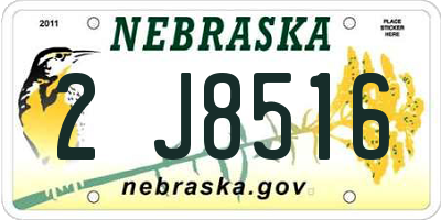 NE license plate 2J8516