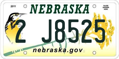 NE license plate 2J8525