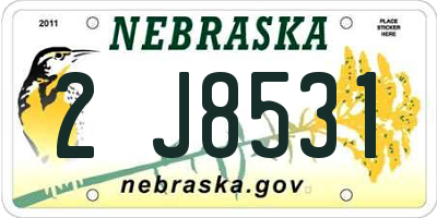 NE license plate 2J8531