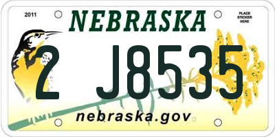 NE license plate 2J8535