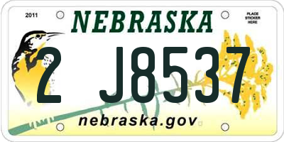 NE license plate 2J8537