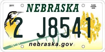 NE license plate 2J8541