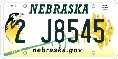 NE license plate 2J8545
