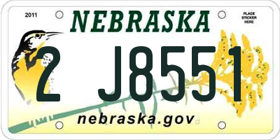NE license plate 2J8551