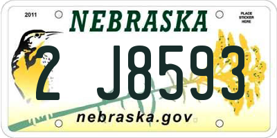 NE license plate 2J8593