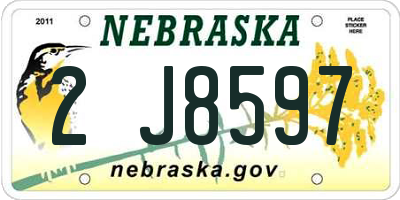 NE license plate 2J8597