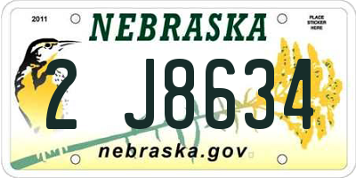 NE license plate 2J8634
