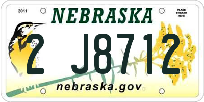 NE license plate 2J8712