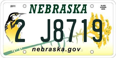 NE license plate 2J8719