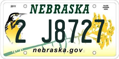 NE license plate 2J8727