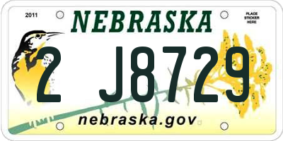 NE license plate 2J8729