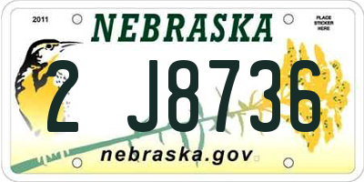 NE license plate 2J8736