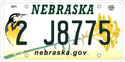 NE license plate 2J8775