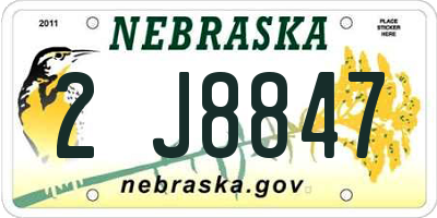 NE license plate 2J8847