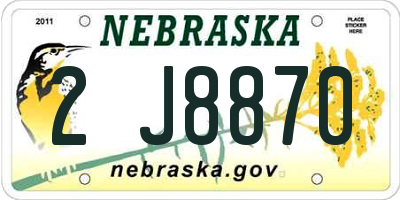 NE license plate 2J8870