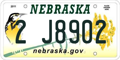 NE license plate 2J8902