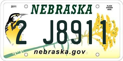 NE license plate 2J8911