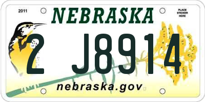 NE license plate 2J8914