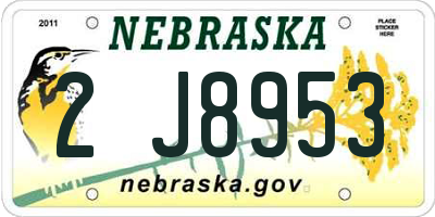 NE license plate 2J8953