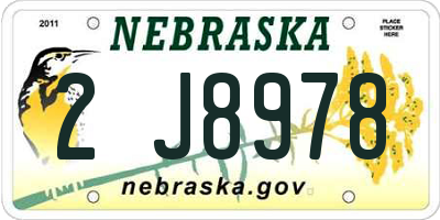 NE license plate 2J8978