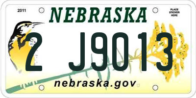 NE license plate 2J9013
