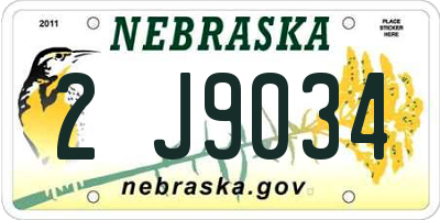 NE license plate 2J9034