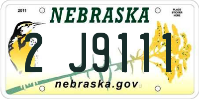 NE license plate 2J9111